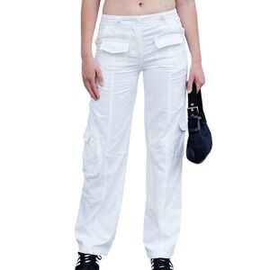 John Galt Brandy Melville White Cargo Utility Pants Straight Leg 28/30 Y2K